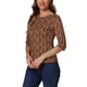 thumbnail image 4 of Camiseta básica de ajuste slim con cuello redondo y mangas de codo para mujer INSPIRE CHIC, camiseta casual impresa L en color café con diseño de paisley, 4 of 5