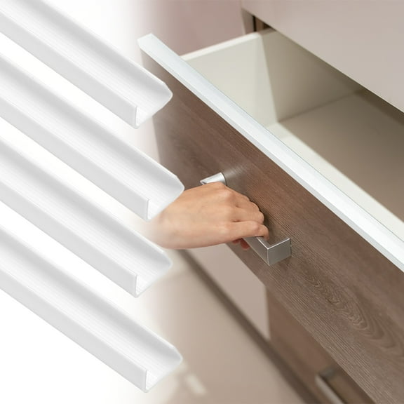4Pack Cabinet Door Protector, 18" x 5/8" Edge Guard Slip-on Drawer Edge Protector for 1/2"- 9/16" Thick Kitchen Cabinets Door, White