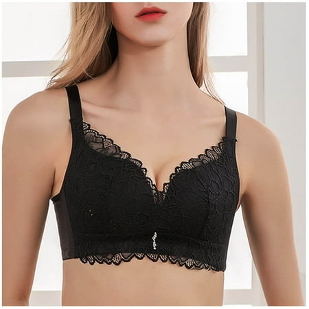 GENGING Bralette for Women Women s Plus Size Floral Lace Bra No Steel Bras Push Up Tween Underwear Vest-Style Sleep Bra