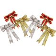 thumbnail image 4 of a polished and engaging product description based on your input:\n\n \n\n**6pcs Glitter Christmas Cloth Bows – Gold, Silver & Red Sparkling Xmas, 4 of 4