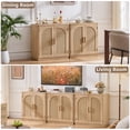thumbnail image 6 of 2 Pcs Leyaoyao Accent Storage Cabinet with Rattan Doors, Small Sideboard Boho Buffet Kitchen Coffee Bar Cabinet for Dining Room, Natural Oak, 6 of 9