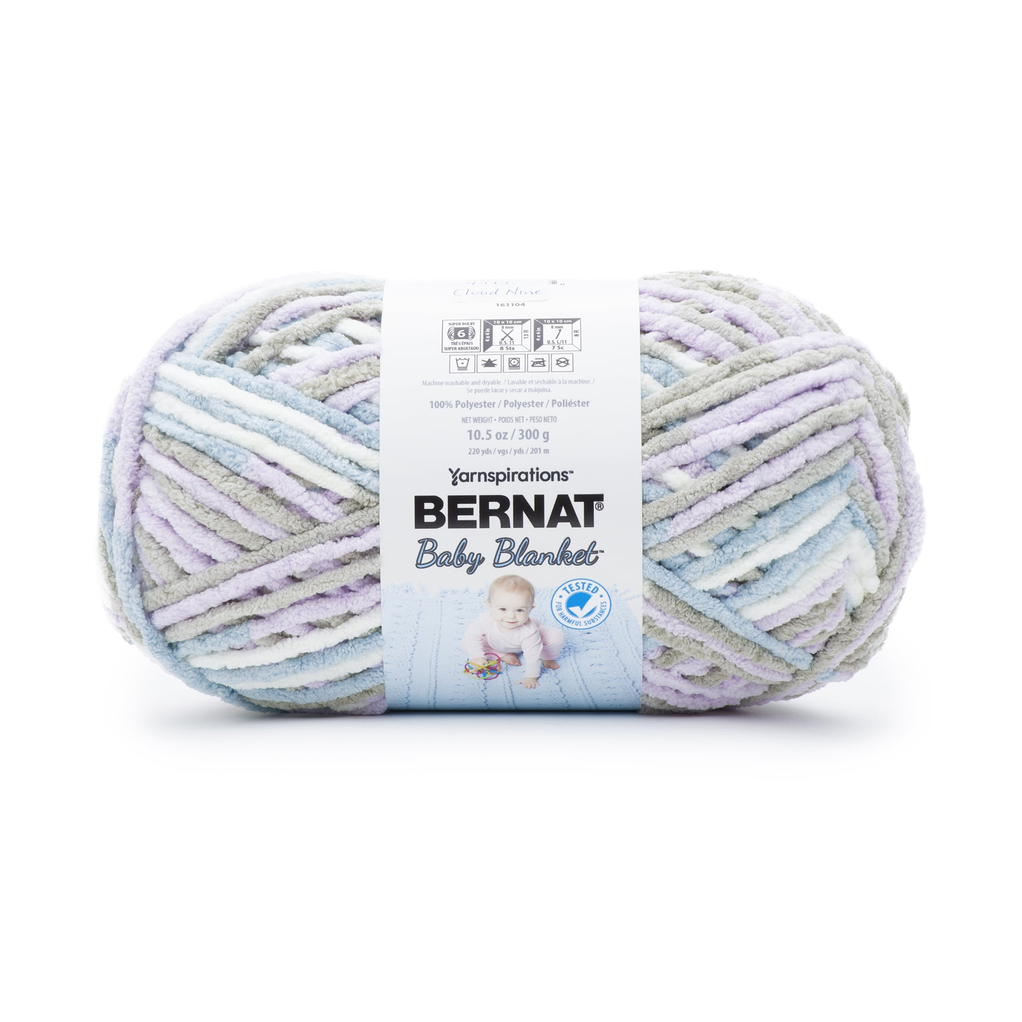 Bernat® Baby Blanket™ #6 Super Bulky Polyester Yarn, Cloud Nine 10.5oz/300g, 220 Yards