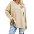 thumbnail image 2 of Yellow Long Sleeve Shirts for Women, Polyester Womens Fall Fashion 2024, Womens Oversized Sweatshirts 2024 Casual Crewneck Long Sleeve Knit Tops Pullover Jumper Outfits XL, 2 of 4
