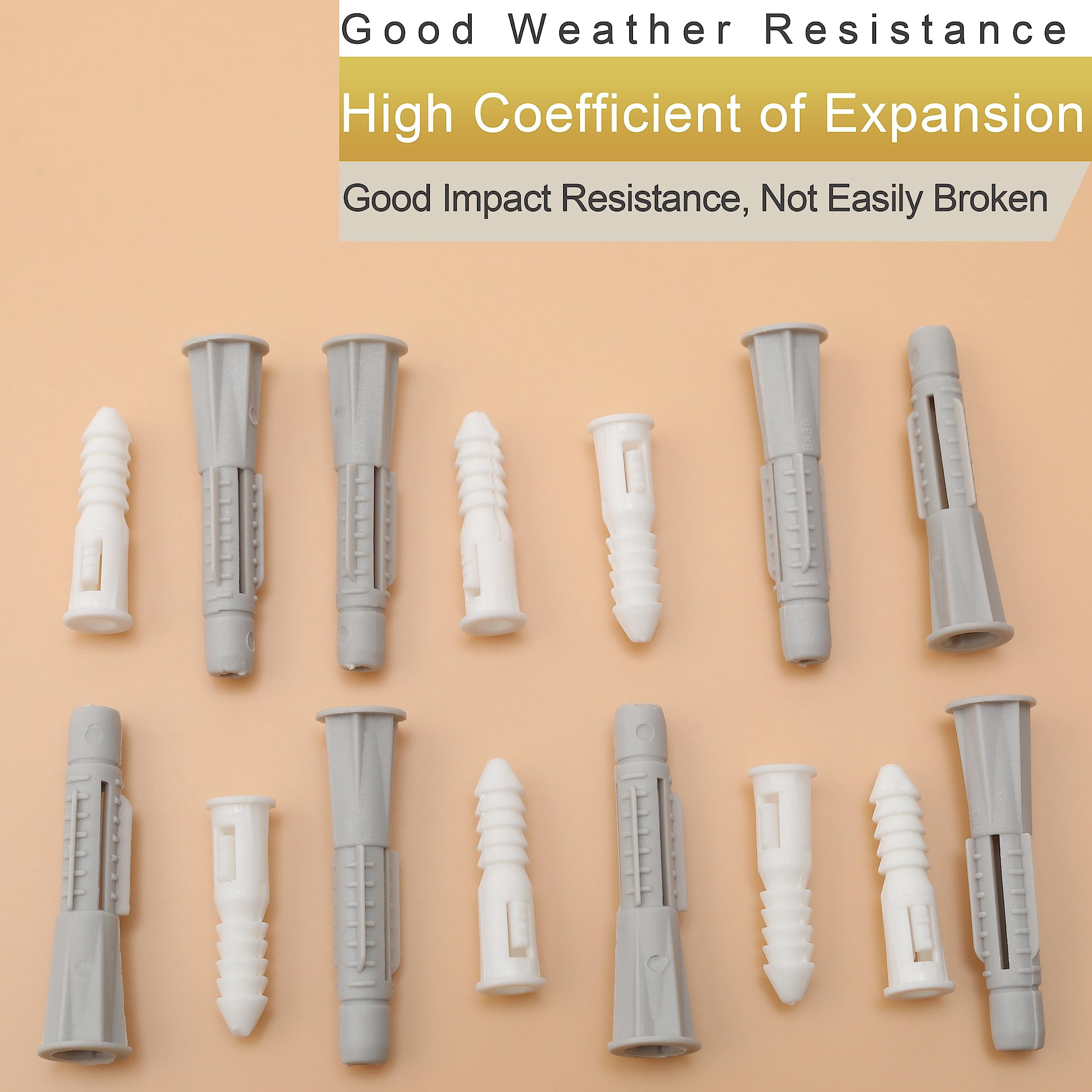 High Hardness Wood Screws Assortment Kit and Plastic Wall Anchors, 203 pcs 1/2" to 1-1/2" Phillips Drive Flat Head Screws & 30 pcs M6 Drywall Anchors