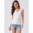 thumbnail image 3 of DARING DIVA Lace Trim Tank V Neck Sleeveless Undershirt S White, 3 of 7