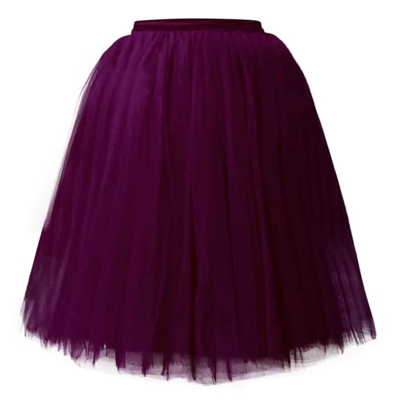 Jamsmile Women Tulle Skirts Carnival Pleated Knee Length Tutu Dancing Skirts A-Line Mesh Layered High Elastic Waist Party Skirts