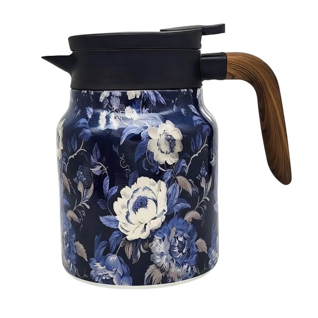 Coffee Pot And Tea Separation Thermal Insulation Pot 800Ml Stainless Steel Indoor Home Office Braised Teapot With Simple Pattern Blue Design