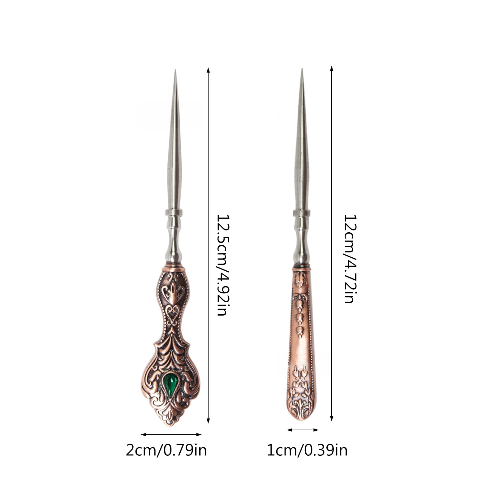 2 Pcs Vintage Sewing Awls Tailors Awl Ergonomic Grip Metal Sewing Awl Tool for Leather Work Embroidery Stitching