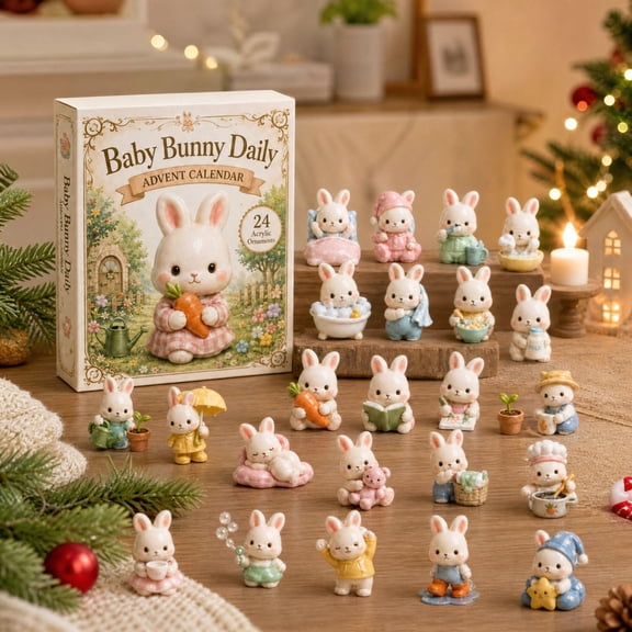 Christmas Advent Calendar 2026 for Adults 24 Day Rabbit Countdown with Cute Collectible Figures Holiday Desk Decor and Xmas Gifts
