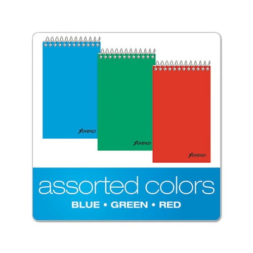 (4 pack) AMPAD/DIV. OF AMERCN PD&PPR Wirebound Pocket Memo Book Narrow 3 x 5 White 60 Sheets 3/Pack 45093