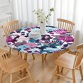 thumbnail image 3 of Pioneer Flower Floral Print Pattern Round Fitted Tablecloth with Elastic Edge,Dining Table Cover Waterproof,Outdoor Round Tablecloth for Camping,Dining,Indoor and Outdoor, 3 of 7