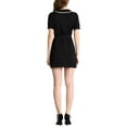 thumbnail image 3 of MODA NOVA Juniors Peter Pan Collar Tie Belt Button Front Chiffon A-Line Mini Shirt Dress, 3 of 6