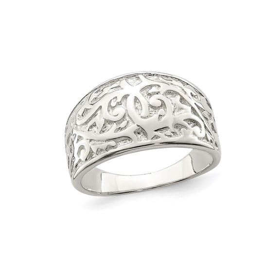 Gem & Harmony Sterling Silver Swirl Polished Ring for Women