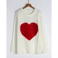 thumbnail image 3 of Pullover Sweaters for Women Cute Heart Print Valentines Day Cable Knitted Sweaters Crewneck Fall Winter Warm Long Sleeve Jumper Tops Alsol Lamesa, 3 of 6