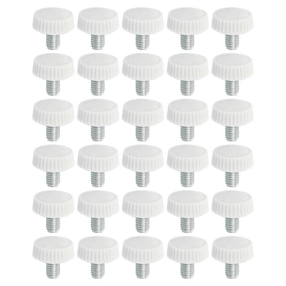 Uxcell M5x8mm Knurled Thumb Screws Clamping Screws Knobs Grip Bolts Fasteners for Furniture Hardware White 30 Pack