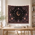 thumbnail image 5 of Golden Crescent Moon & Floral Night Sky Against Deep Black Background, Mystical Celestial for Space Lovers, Botanical Wall Art, Birthday Gift, Tapestry Wall Hanging for Bedroom and Dorm, 5 of 7