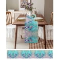 thumbnail image 3 of ERUNPONLY Teal Pink Birds Table Runner - 72 Inch Long Abstract Watercolor Flower Leaf Branch Cotton and Linen Blended Dress Scarves Farmhouse Table Runner for Kitchen Dining, Coffee Table, 13"x72", 3 of 8