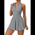 thumbnail image 2 of Vestido de Golf y Tenis para Mujer con Sujetador Incorporado, Pantalones Cortos con Cremallera, Corte Entallado, Falda Deportiva con Bolsillos Gris M, 2 of 10