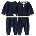 thumbnail image 7 of AJZIOJIRO Baby Kids 2Pcs Spring Fall Sweatshir Outwear for Boys,1-8Y Toddler Long-Sleeved Pullover Sweatsuit Pants Set Kid Solid Color Crewneck Casual Clothes Set, 7 of 7