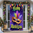 thumbnail image 6 of Golden Mask Mardi Gras Banner Colorful Feathers Carnival Backdrop Bead Decoration Accents Masquerade Background for Carnival Party Masquerade Ball Festival Celebration, 6 of 9