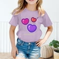 thumbnail image 2 of YUEHUA Girls T Shirts White Summer Girls' Children Crew Neck Short Sleeved Heart Patterned Casual Loose Fitting Short Sleeved T Shirt Top, Size 12-13 Years, 2 of 4