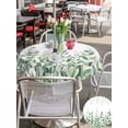 thumbnail image 4 of Outdoor Tablecloth with Umbrella Hole and Zipper, Spring Emerald Green Eucalyptus Round Table Cloth 60 Inch Waterproof Tablecloth, Botanical Leaf Country Picnic Table Cover for Patio Camping, 4 of 7