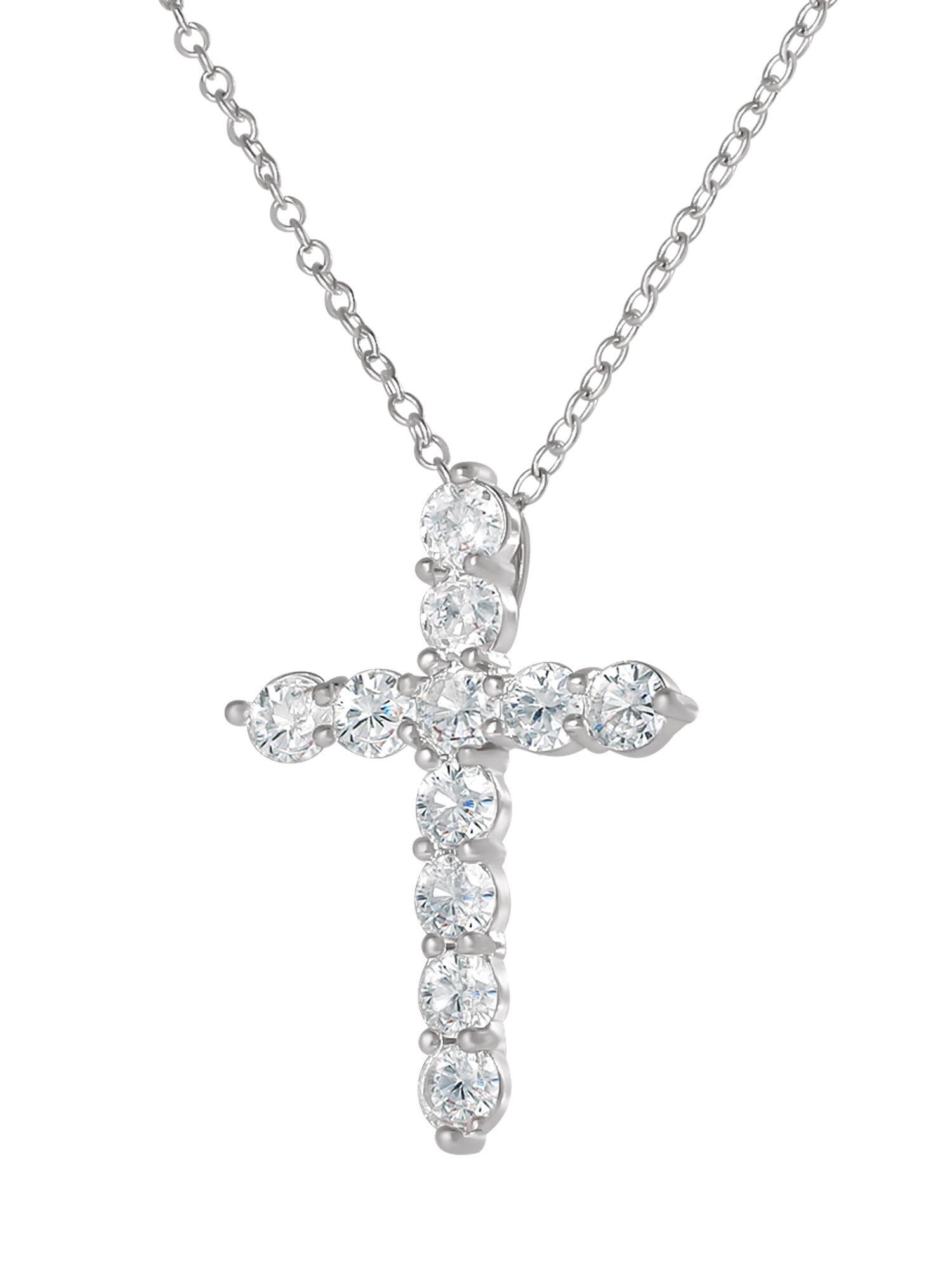 Believe by Brilliance Women's Silver Cross Cubic Zirconia Pendant Necklace photo 6