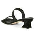 thumbnail image 4 of FSJ Women Bling Rhinestones Two Strap Square Open Toe Sandals Slip On Block Chunky Low Heel Mules Party Dating Dressy Shoes Size 8 Black, 4 of 5