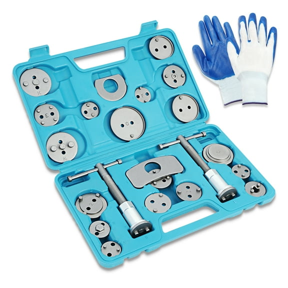 DNA Motoring TOOLS-00242 24-pcs Blue Disc Brake Caliper Piston Compressor Wind Back Repair Tool Kit for Cars