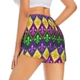 thumbnail image 2 of Uemuo Mardi Gras4 Pattern Women's Athletic Shorts High Waisted Running Shorts with Liner Pockets Gym Elastic Workout Shorts-Medium, 2 of 9