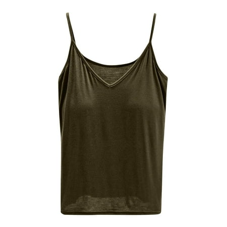 Ruyang Tank Top for Women Sleeveless Tops With Built In Bras Shelf Bra Padded Shirt 2024 Casual Tanks Loose Fit Shirt Women