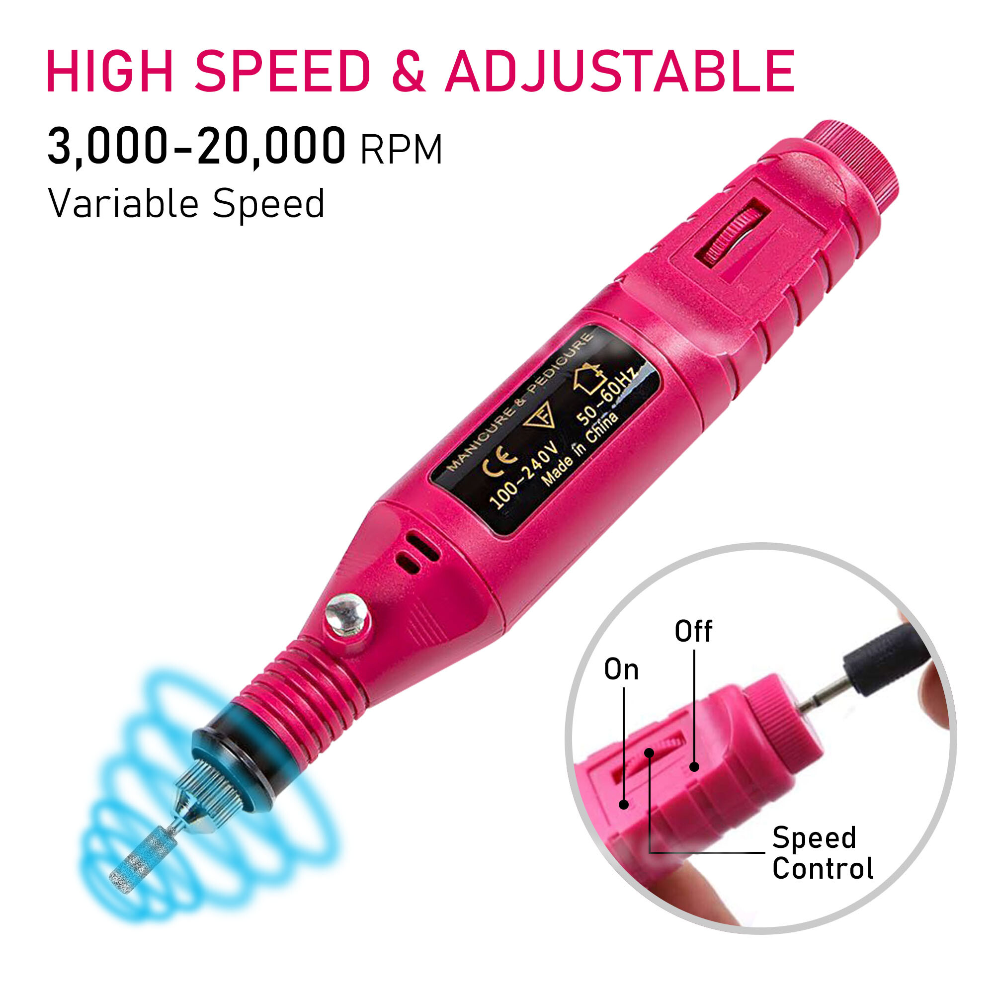 Pinkiou Portable Electric Nail Drill with 6 Bits photo 2