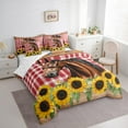thumbnail image 3 of Manfei Farm Animal Horse 7-Piece Bedding Comforter Set,Rustic Flower Sunflower King Bedding Sets,Red Grid Bed Sheets For Teens,Microfiber Bedroom Decor Reversible, 3 of 8