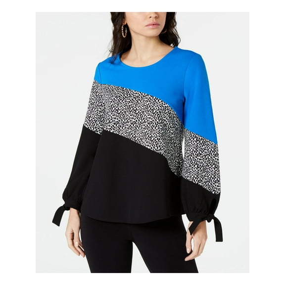 Alfani Womens Tie Sleeve Pullover Blouse, Multicoloured, Medium