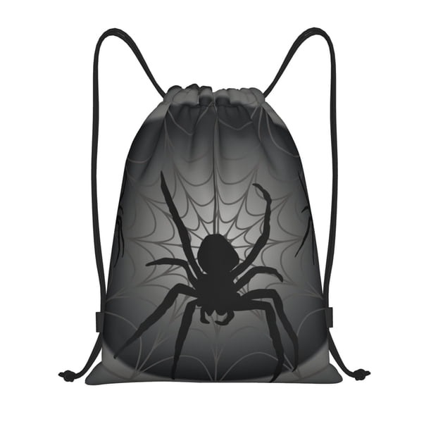Fotbe Black Spiders Bolsa Mochila con Cordón Estampada, Bolsa de Gimnasio Deportiva, Bolsa Cinch, Bolsa con Cordón para Hombres y Mujeres-Medium