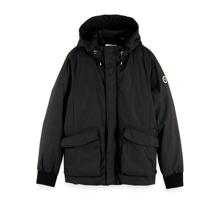 Scotch & Soda BLACK Regular Fit Hooded Jacket, US Small Scotch & Soda BLACK Regular Fit Hooded Jacket, US Small