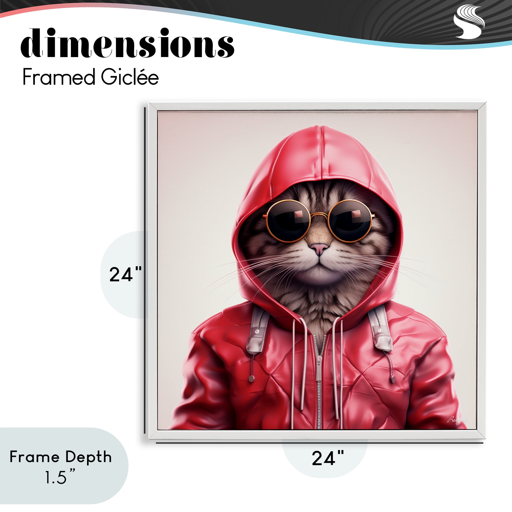 Stupell Industries Hipster Cat in Stylish Jacket White Framed Giclee Art, design by Roozbeh