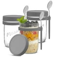 thumbnail image 4 of Brightware Dawn Overnight Oats Jars with Grey Lids and Spoons – 16 oz – Set of 3, 4 of 17