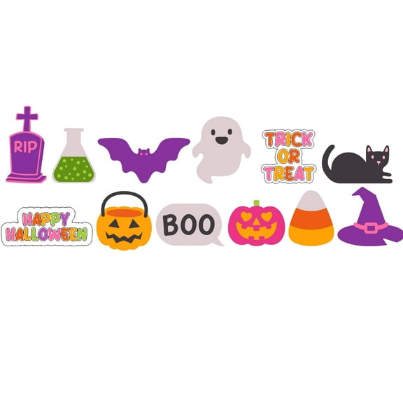 Halloween Cupcake Toppers Set of 12 – DIY Party Decorations – Ghost, Pumpkin, Bat, Candy Corn, Witch Hat & More – Cute Halloween Party Supplies for Kids & Adults