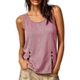 thumbnail image 3 of VBVC Women's Gingham Side Slit Tank Top, Ladies' Sleeveless Blouse, Casual Button Detail Shirt For Women,Red,S-3XL, 3 of 10