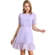 thumbnail image 1 of Vestido De Gasa Dobladillo Con Volantes Manga Corta Abullonada Para Mujeres Púrpura XL, 1 of 6