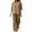 Khaki, variant on Women Linen 2 Piece Outfits Long Sleeve High Low Shirts Wide Leg Pants Set Loose Fall Lounge Set, L