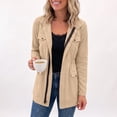 thumbnail image 5 of Wenini Women's Lapel Zipper Windbreaker Jacket Cinched Waist Multi Pocket Slim Outerwear Fall Winter Outdoor Warm Coat Top, 5 of 7