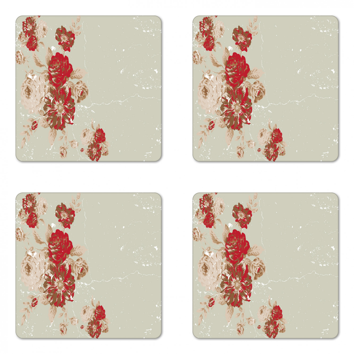 set of coasters Rose coasters red coasters square coasters