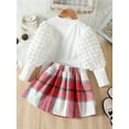 thumbnail image 4 of Toddler Girl 2 Piece Outfit Long Sleeve Shirts and Plaid A-Line Skirt Set for Toddler Fall Clothes,1-6T, 4 of 10