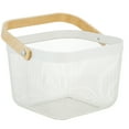 thumbnail image 5 of Simplify Mesh Decorative Storage Basket with Bamboo Handle, White, 5 of 8