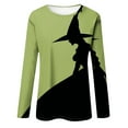 thumbnail image 4 of Jsaierl Halloween Shirts Women Funny Pumpkin Ghost Print Tees Stretch Crewneck T-shirt Long Sleeve Dressy Casual Blouse Tops Halloween Costumes, 4 of 5