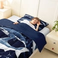 thumbnail image 4 of Feelyou Ink Shark Twin Comforter Sets for Kids Boys Girls, Vintage Sea Animal Bedding Set, bLUE, Blue Reversible, 2 Pieces, 4 of 6