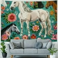 thumbnail image 4 of Orinice Horses Flowers White Horse Tapestry Wall Hanging Unique Style Graphic Tapestries Home Wall Decor Art for Living Room Bedroom Apartment Farmhouse Dorm 60x50inch, 4 of 6