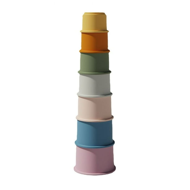 Vasos apilables: vasos apilables para el desarrollo temprano, juguetes educativos perfectos y juguetes de baño para bebés para mejorar las habilidades cognitivas visuales, materiales plásticos seguros